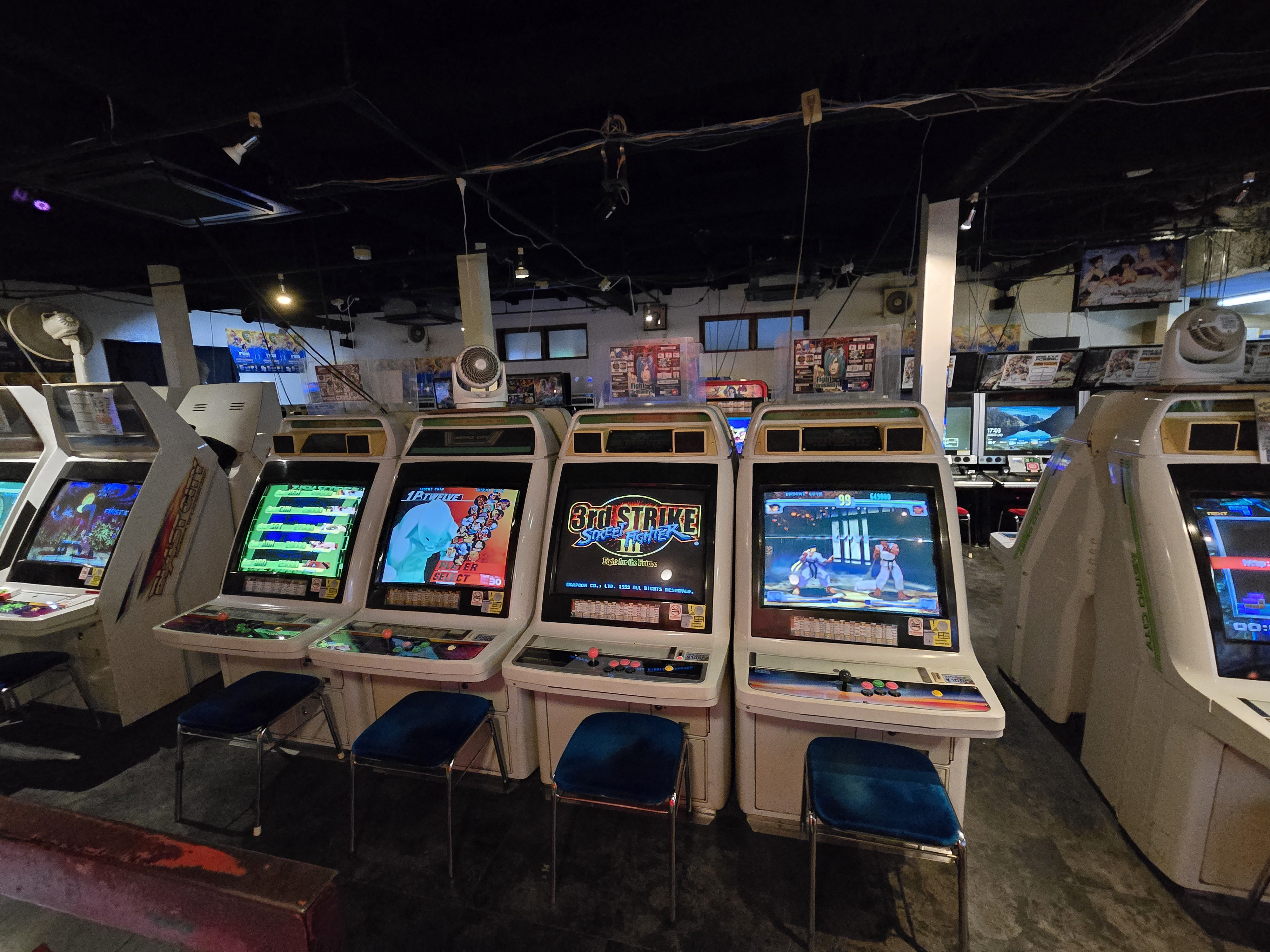 Street Fighter III 3rd Strike arcade cabinets row at Game Center Mikado Ikebukuro
