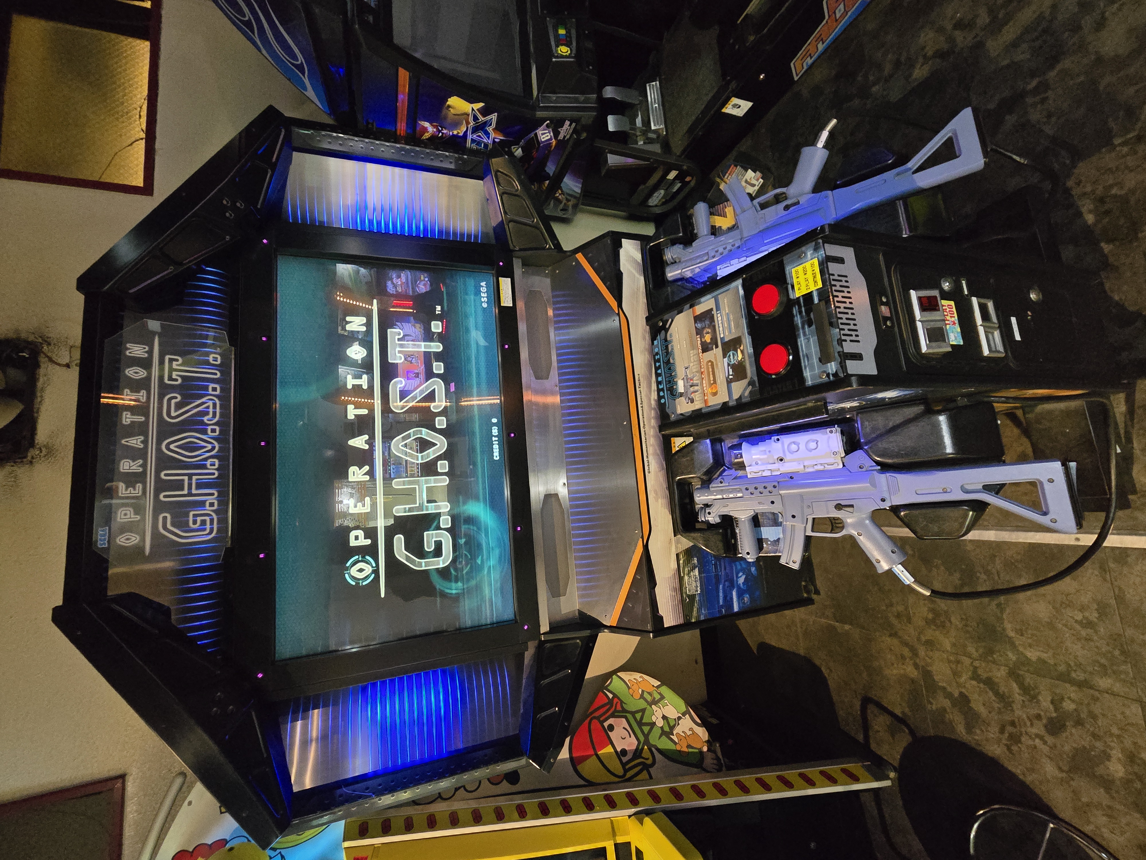 Operation G.H.O.S.T. light gun arcade cabinet with blue LED at Mikado Ikebukuro